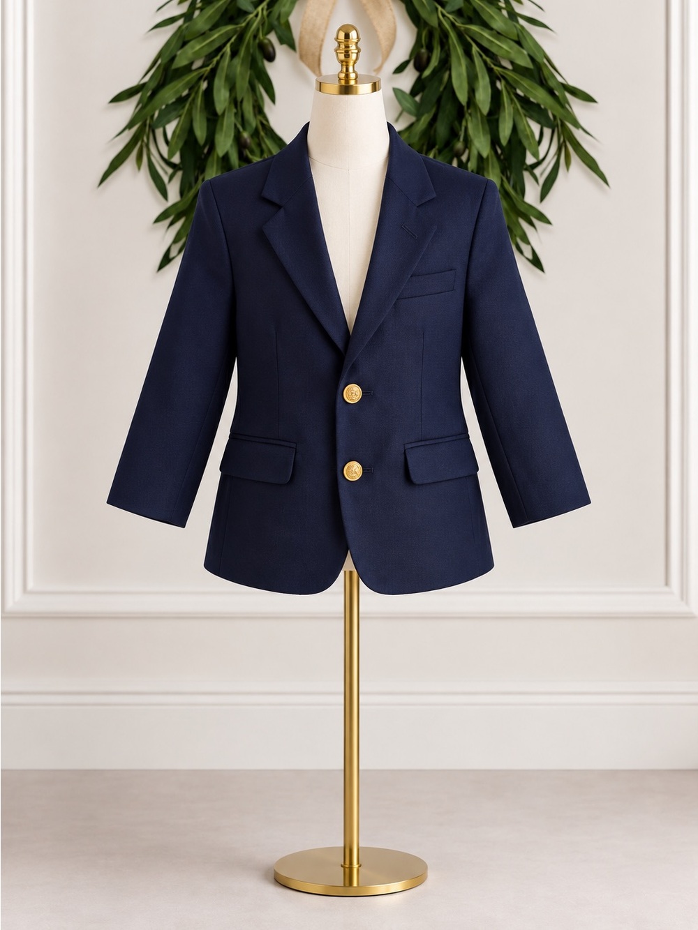 J Bailey Navy Blue Blazer Sport Coat Gold Buttons Size 4 Dressy Special Occasion